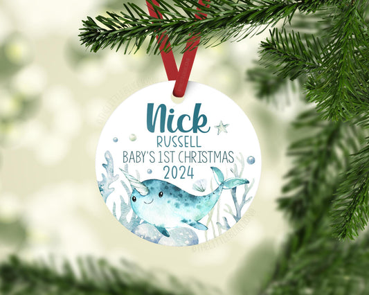 Narwhal Baby First Christmas Ornament, O28