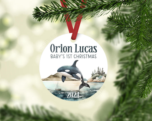 Orca Whale Baby First Christmas Ornament, O35
