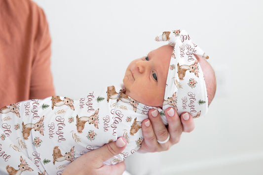 Deer Doe Floral Swaddle Set, W68