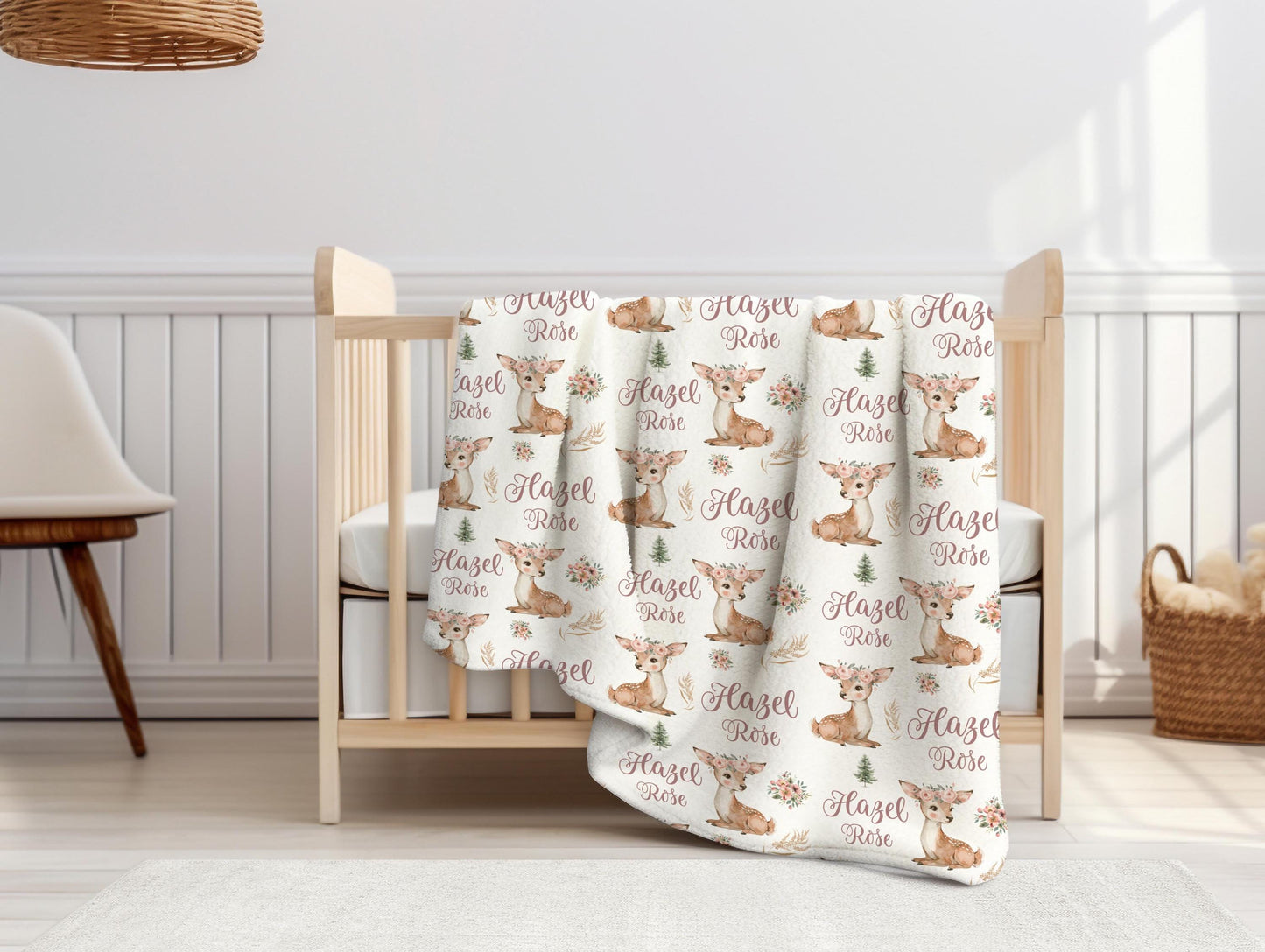 Deer Doe Floral Swaddle Set, W68