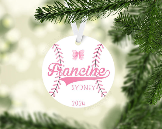 Girl Baseball Baby First Christmas Ornament, G80