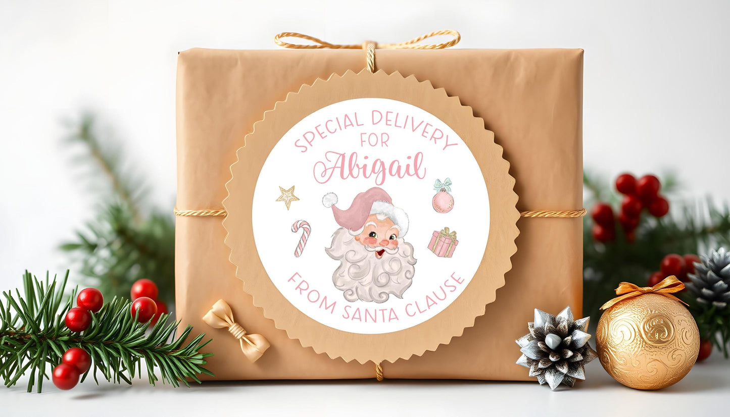 Special Delivery From Santa Labels, Pink