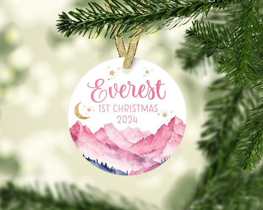 Girl Mountains Baby First Christmas Ornament, M34