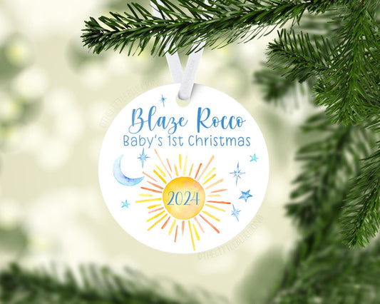 Sun Moon and Stars Baby 1st Christmas Ornament, T43