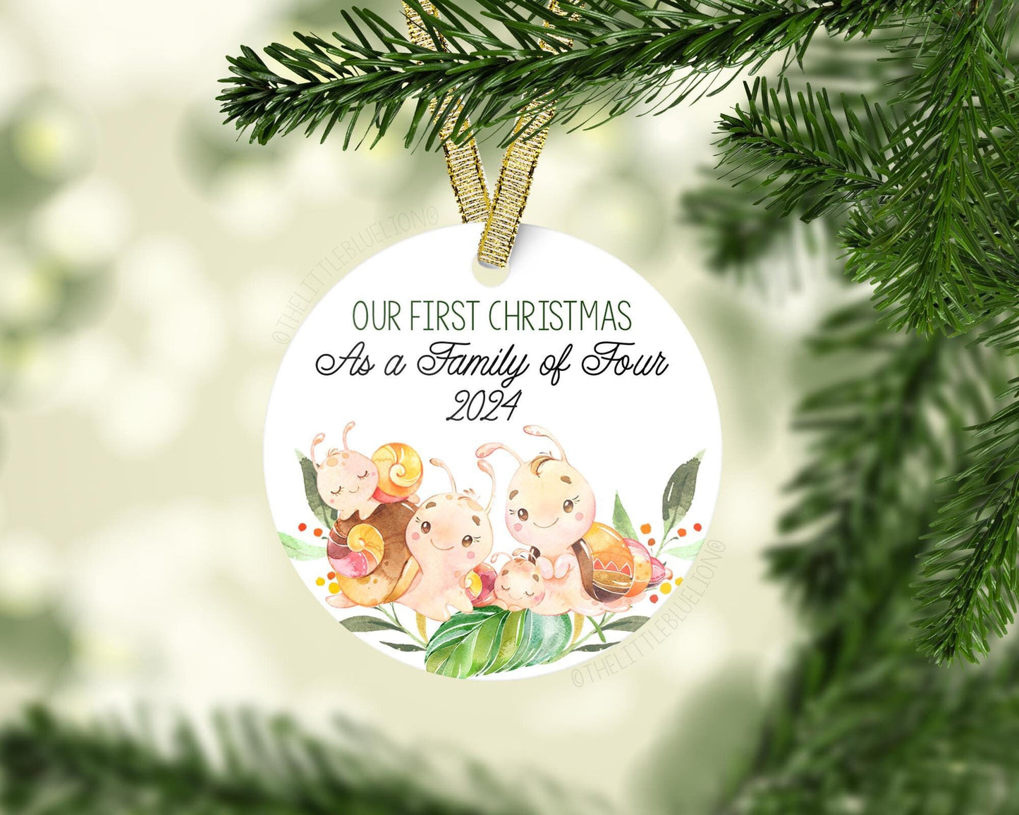 Snail, Our First Christmas As A Family Of Four Ornament