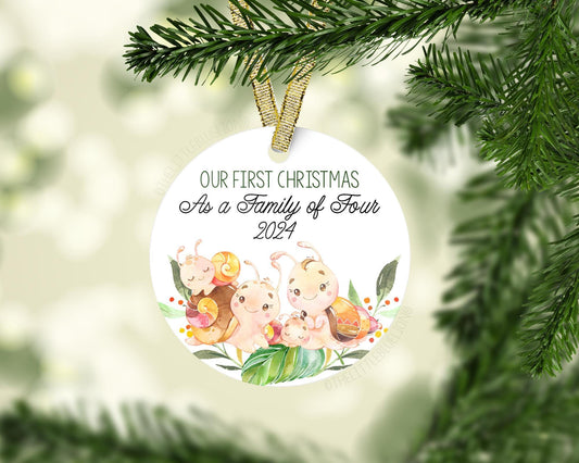 Snail, Our First Christmas As A Family Of Four Ornament