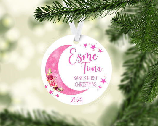 Pink Moon Baby 1st Christmas Ornament, T53