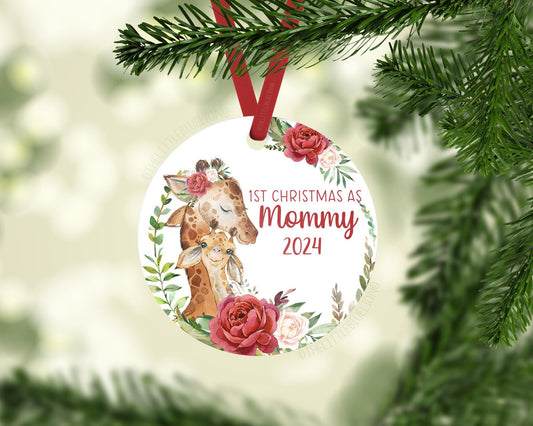 Giraffe First Christmas as Mommy Ornament