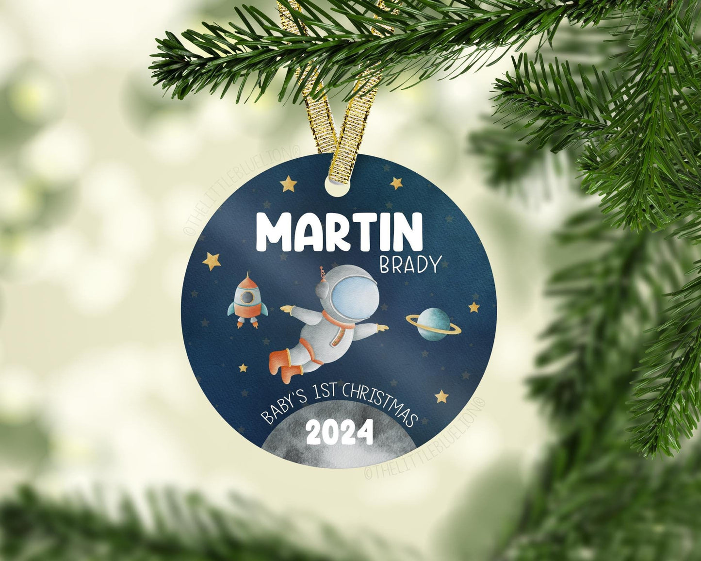 Astronaut Rocket Baby First Christmas Ornament, T41