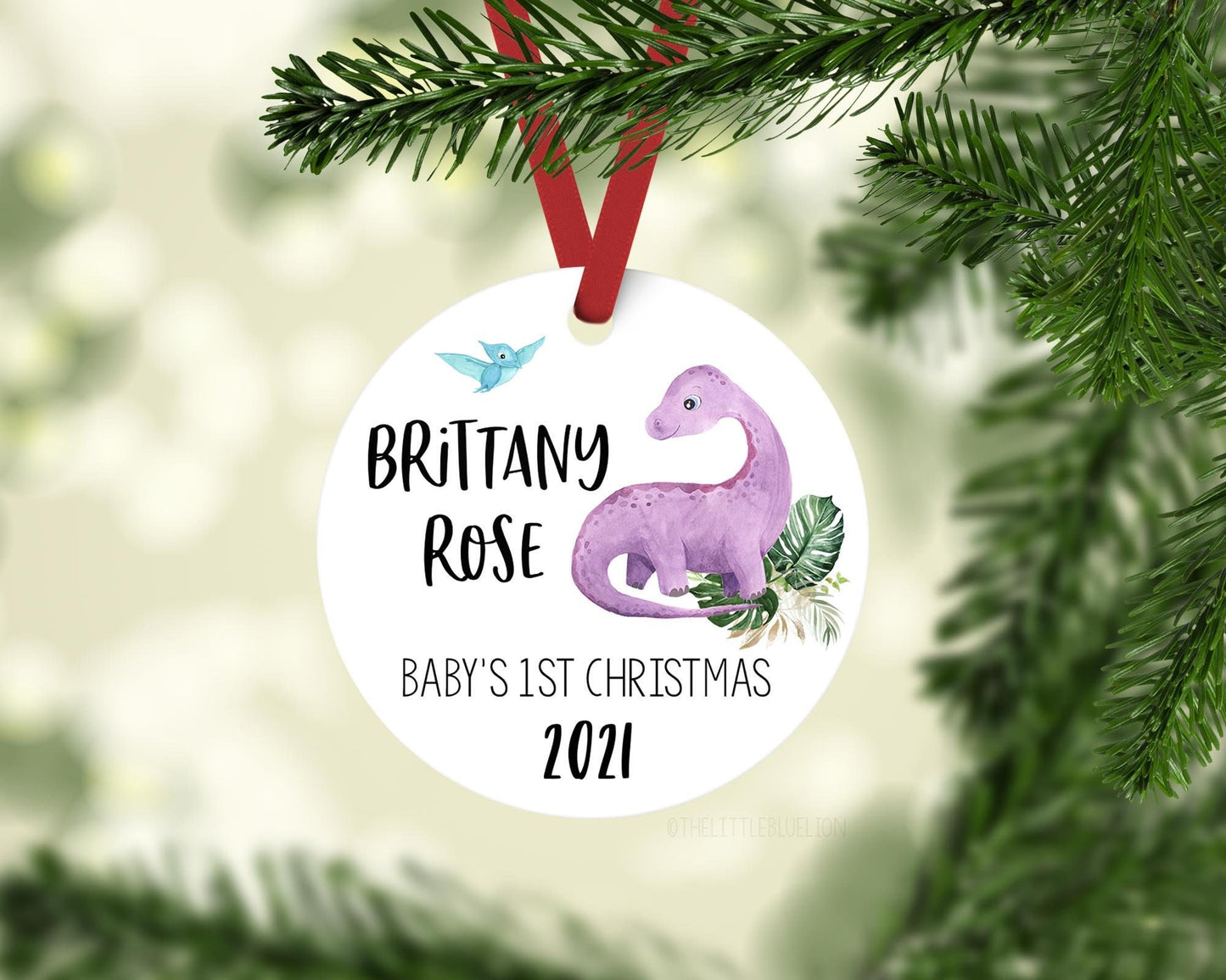 Girl Dinosaur Baby First Christmas Ornament, G14
