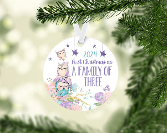 Owl, Our First Christmas As A Family Of Three Ornament, W20