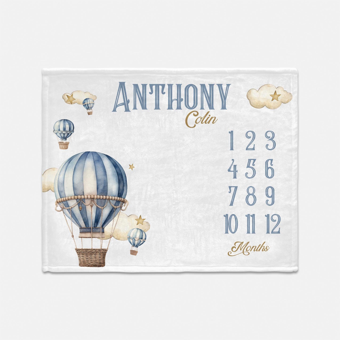 Hot Air Ballon Baby Milestone Blanket