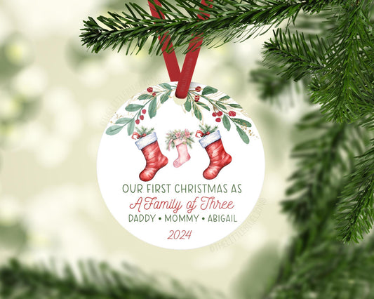 First Christmas As A Family of Three Ornament,