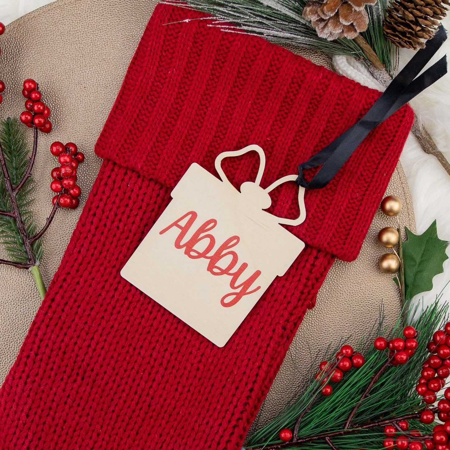 Wooden Stocking Name Tags