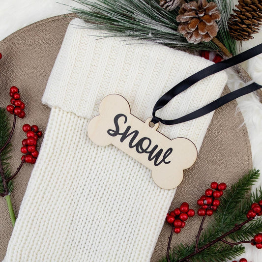 Wooden Dog Bone Stocking Name Tags