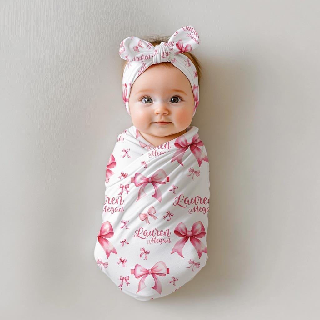 Coquette Pink Bow Swaddle Set, G90