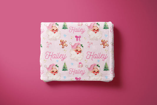 Retro Pink Santa Blanket