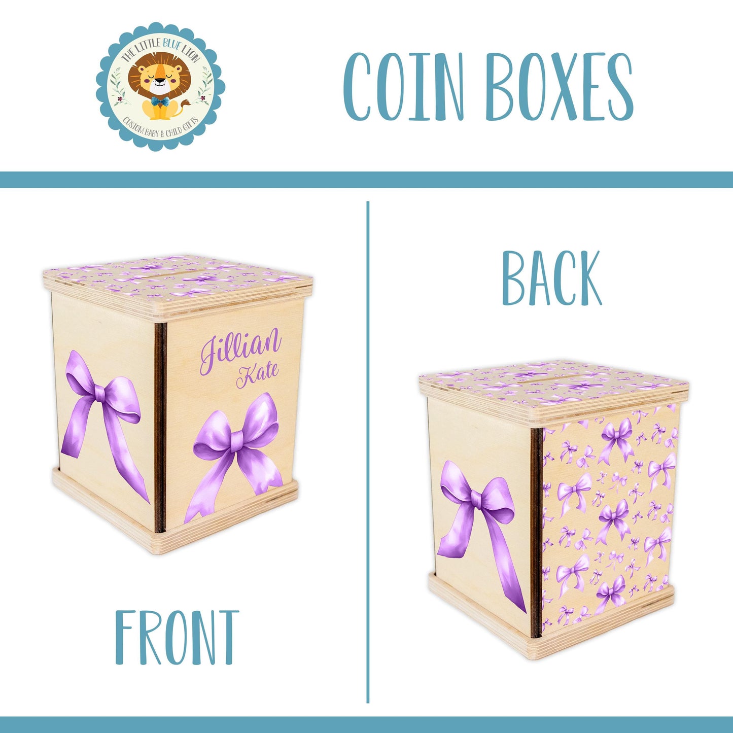 Coquette Piggy Bank, Purple Bow G90