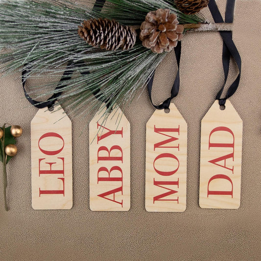 Wooden Family Stocking Name Tags