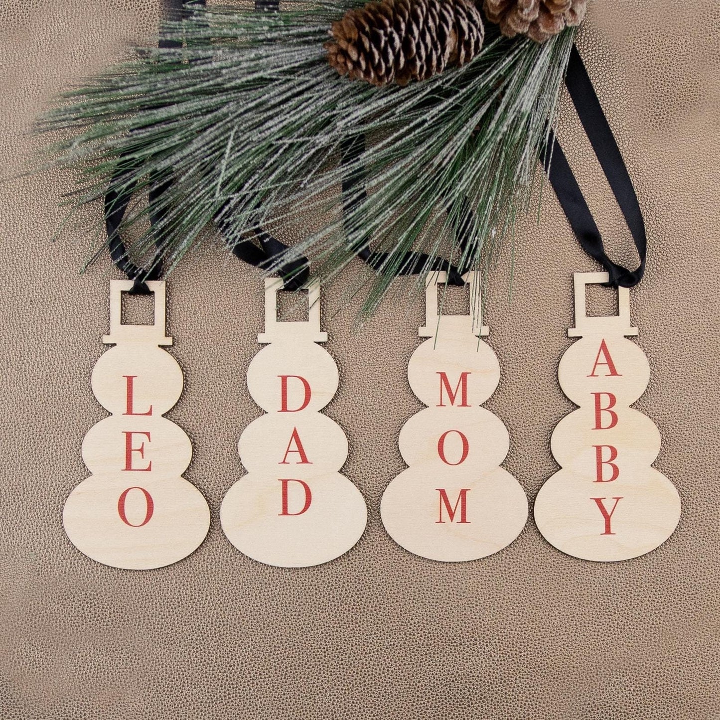 Wooden Snowman Stocking Name Tags