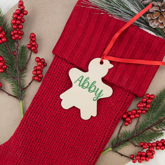 Wooden Gingerbread Girl Stocking Name Tags