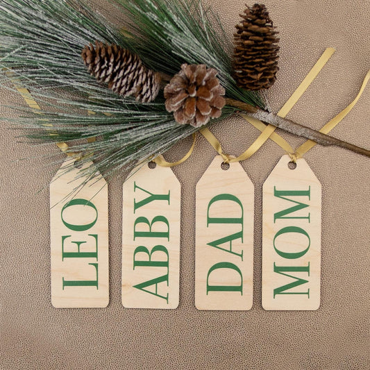 Wooden Family Stocking Name Tags