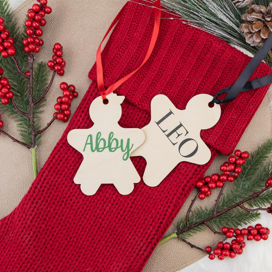 Wooden Gingerbread Stocking Name Tags