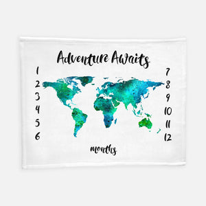 World Map Baby Milestone Blanket