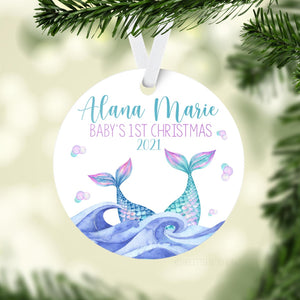 Mermaid Tails Baby 1st Christmas Ornament