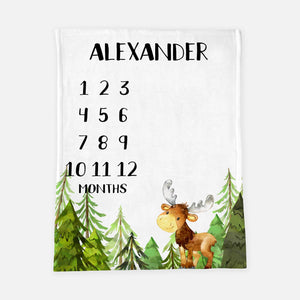 Moose Baby Boy Milestone Blanket