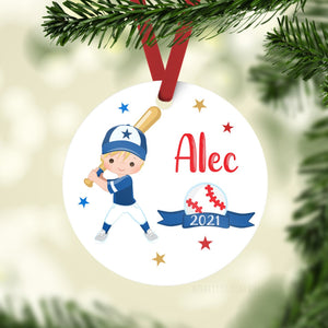 Baseball Player Boy Christmas Ornament