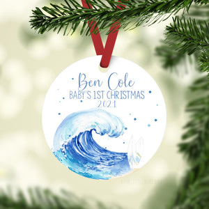 Ocean Waves Baby First Christmas Ornament