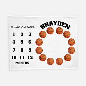 Basketball Baby Boy Milestone Blanket