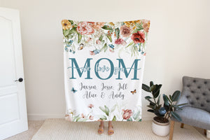 We Love You Mom Floral Blanket