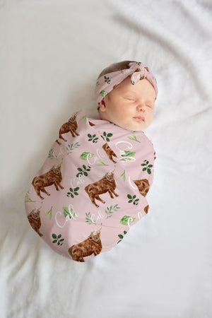 Highland Cow Girl Baby Blanket