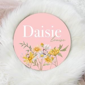 Daisy Floral Baby Name Sign