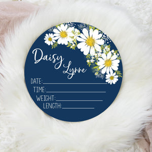 Daisy Floral Birth Stat Sign