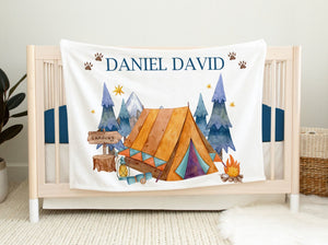 Camping Mountains Baby Blanket