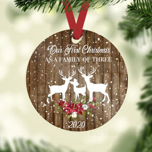 Deer Family of Three First Christmas Ornament