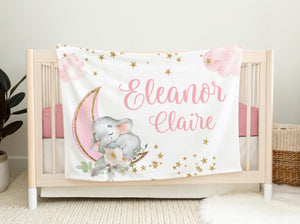Elephant Moon Baby Girl Blanket