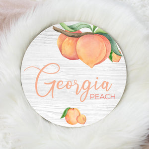 Georgia Peach Round Wood Baby Name Sign