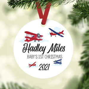 Airplane Baby 1st Christmas Ornament