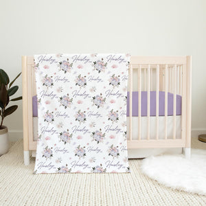 Hydrangea and Rose Floral Baby Swaddle Blanket