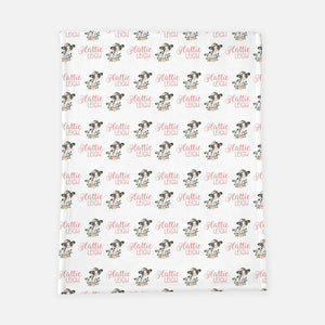 Girl Cow Floral Baby Swaddle Blanket