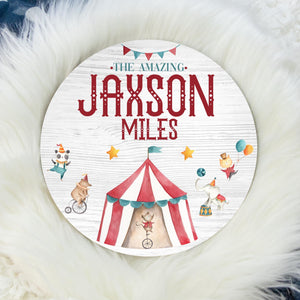 Circus Round Wooden Baby Name Sign