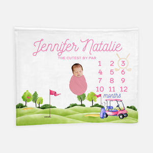 Golf Girl Baby Milestone Blanket