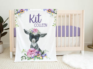 Goat Floral Girl Baby Blanket