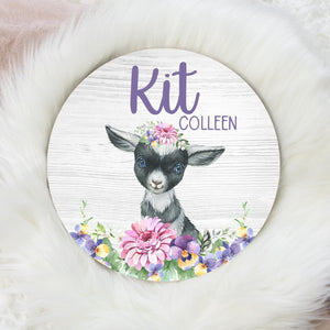 Goat Floral Baby Girl Name Sign