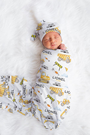 Construction Baby Swaddle Blanket