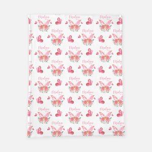 Pink Butterfly Baby Swaddle Blanket